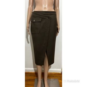 NWOT Ports1961 Virgin wool wrap-around skirt. Metal zipper, metal buttons.